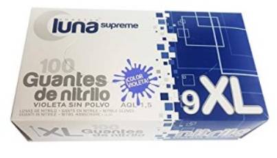 DISPENSADOR 100 GUANTES DESECHABLES SUPREME NITRILO VIOLETA (3.5 GR) TALLA XL LUNA