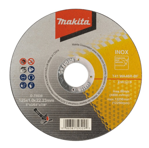 [D-75530] DISCO DE CORTE INOX 125-1-22 WA46R (CAJA 50 UND) MAKITA
