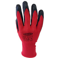 PAR DE GUANTES POLIESTER ROJO LATEX RUGOSO NEGRO FRAST